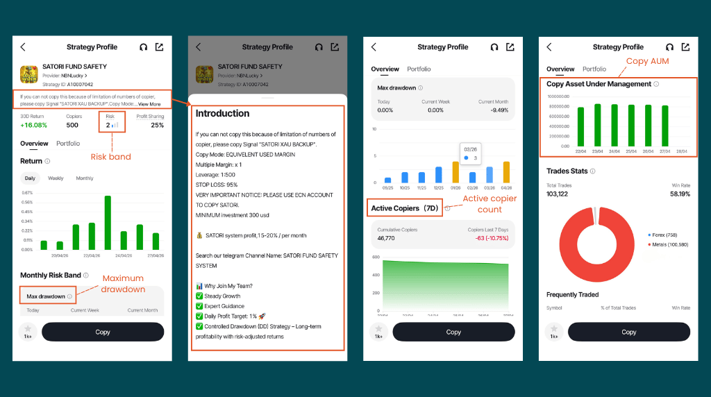 mobile screens showing step 3 of how to choose signal provider on Vantage App