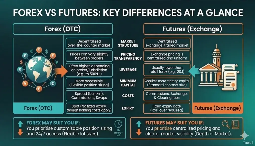 key difference between forex and futures trading